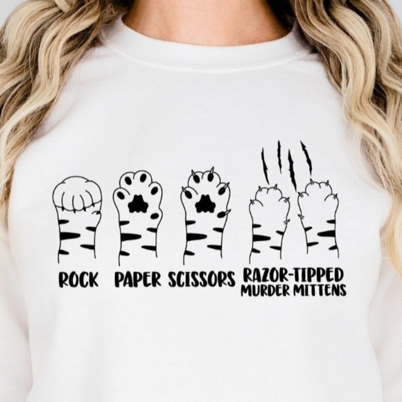 Hand Crafted Tops - Rock Paper Scissors Cat Tee